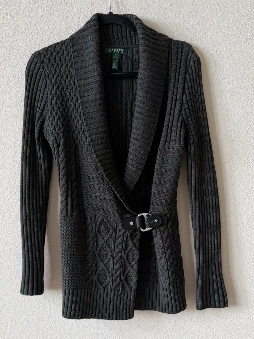 Lauren Ralph Lauren Cable Knit Belted Cardigan Sweater – Size S